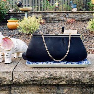 1950s Harry Levine HL USA Black Fabric Evening Clu